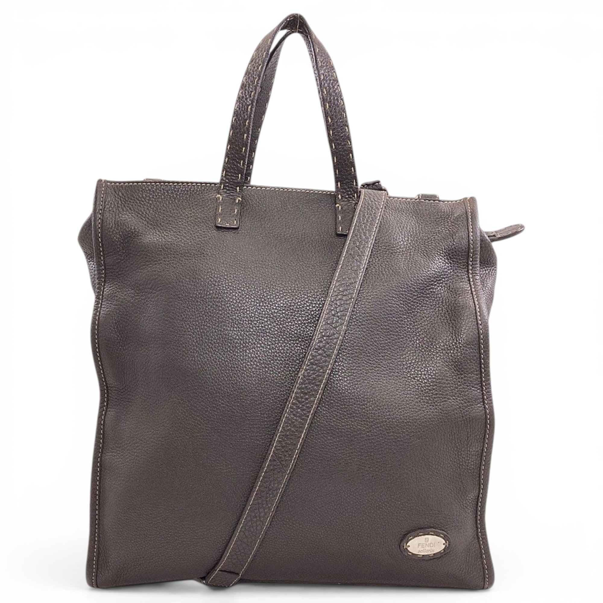 Pocket leather handbag