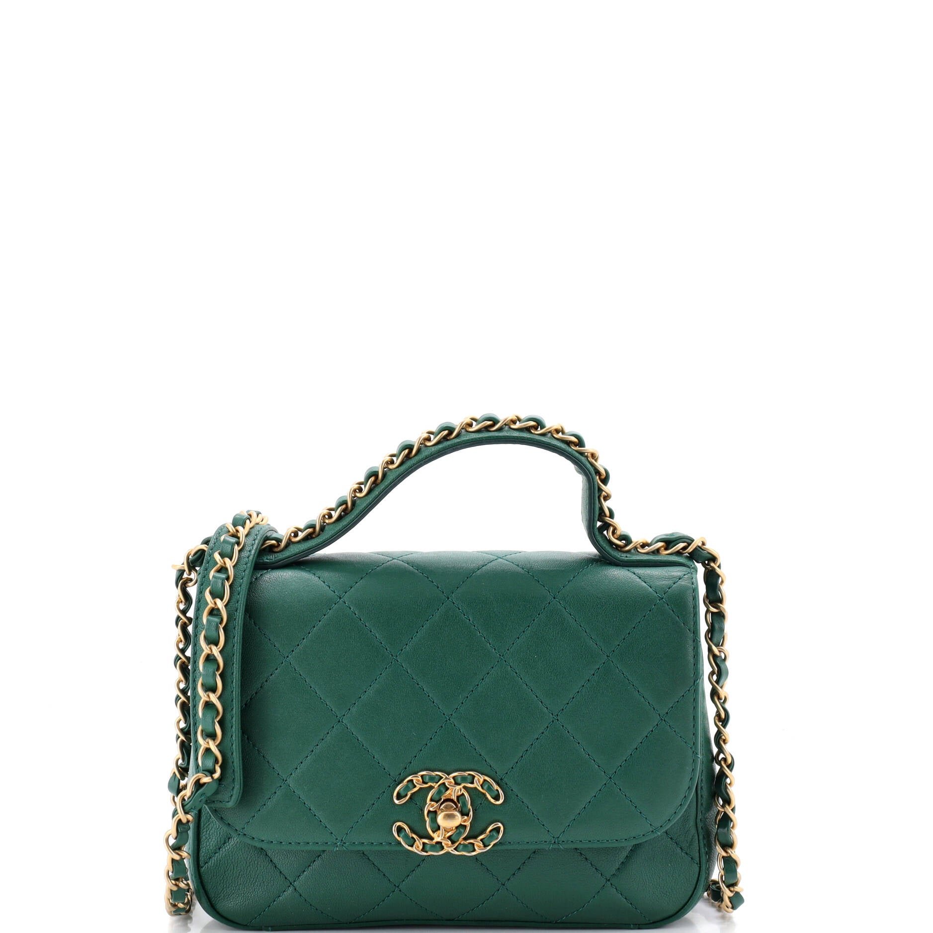 Chain Infinity Top Handle Bag Quilted Lambskin Mini