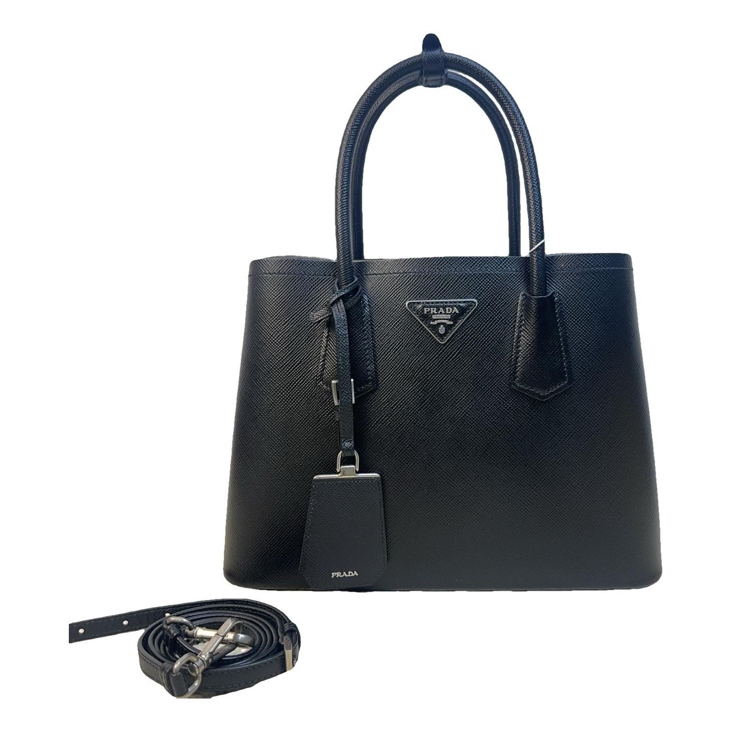 Double leather handbag