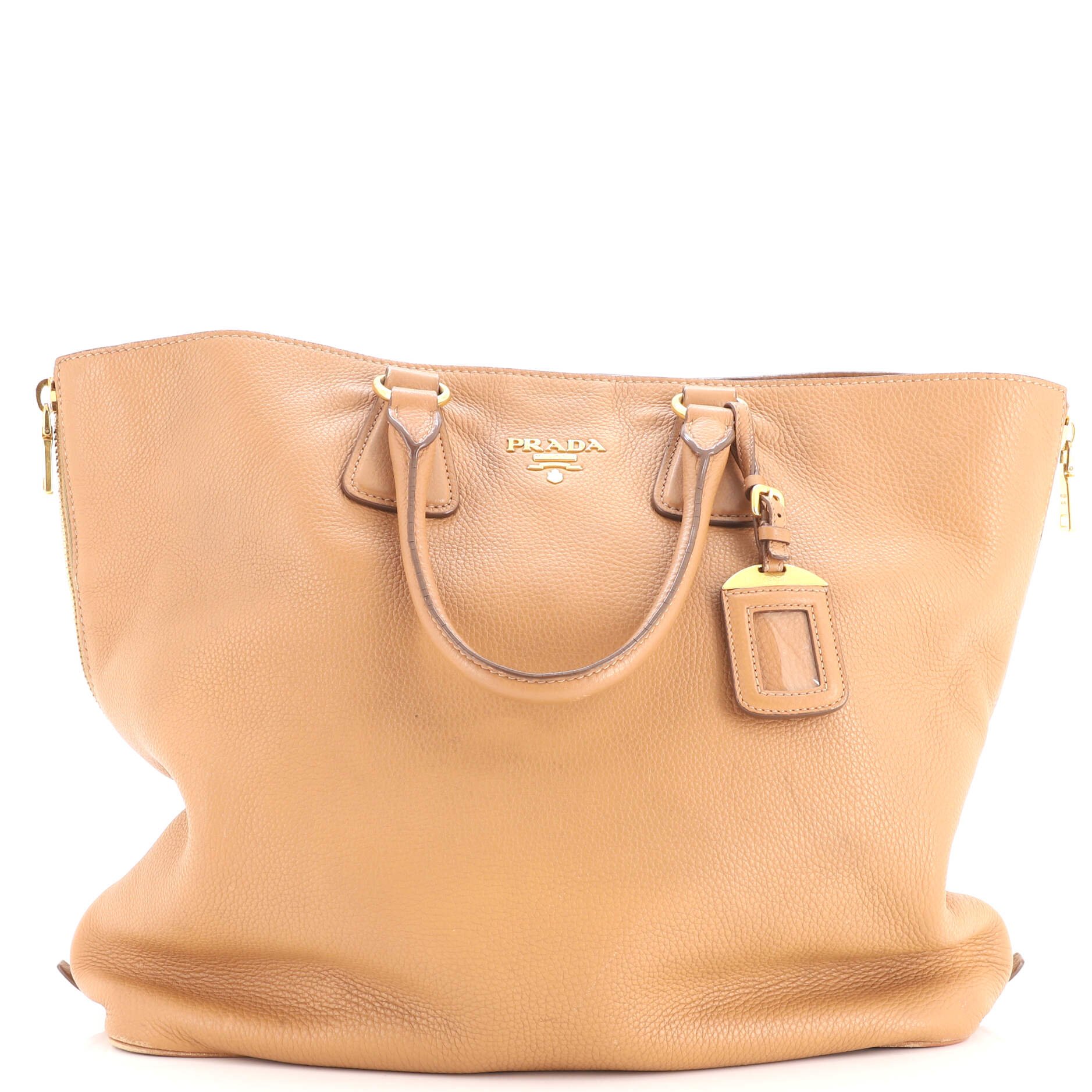 Side Zip Convertible Tote Vitello Daino Large