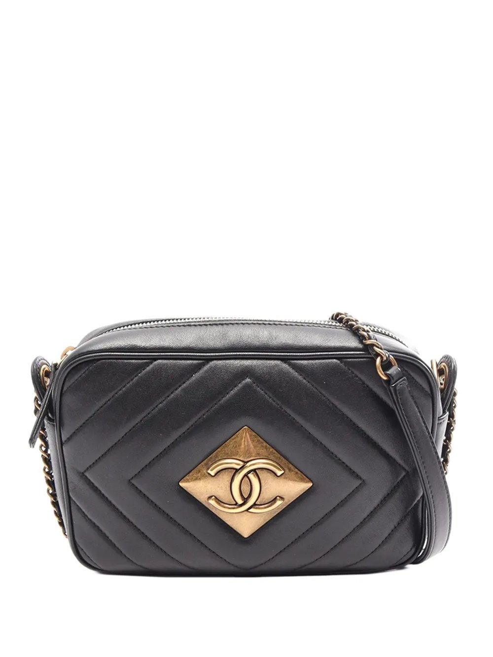 2015-2016 Chevron Lambskin Pyramid CC Camera Bag crossbody bag