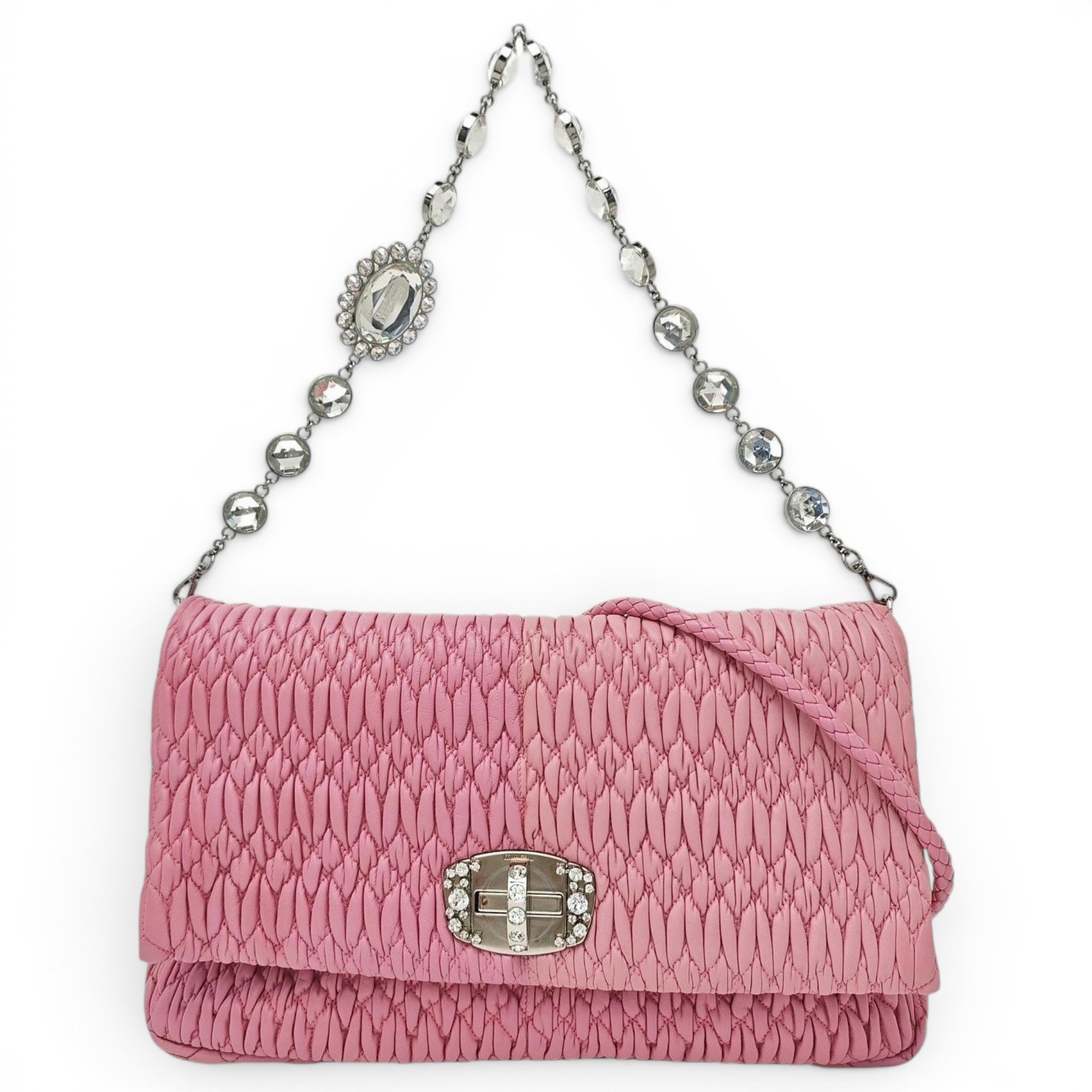 Miu Crystal leather handbag
