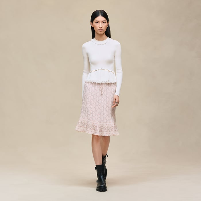 Rose Opaline "Clous" Drawstring Tulip Skirt