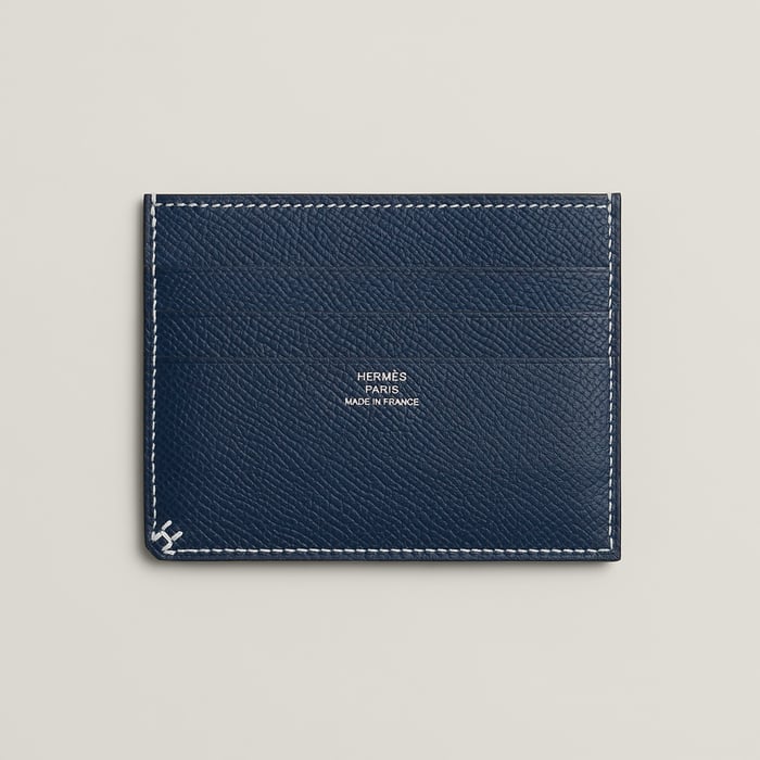 Navy H Sellier Card Holder