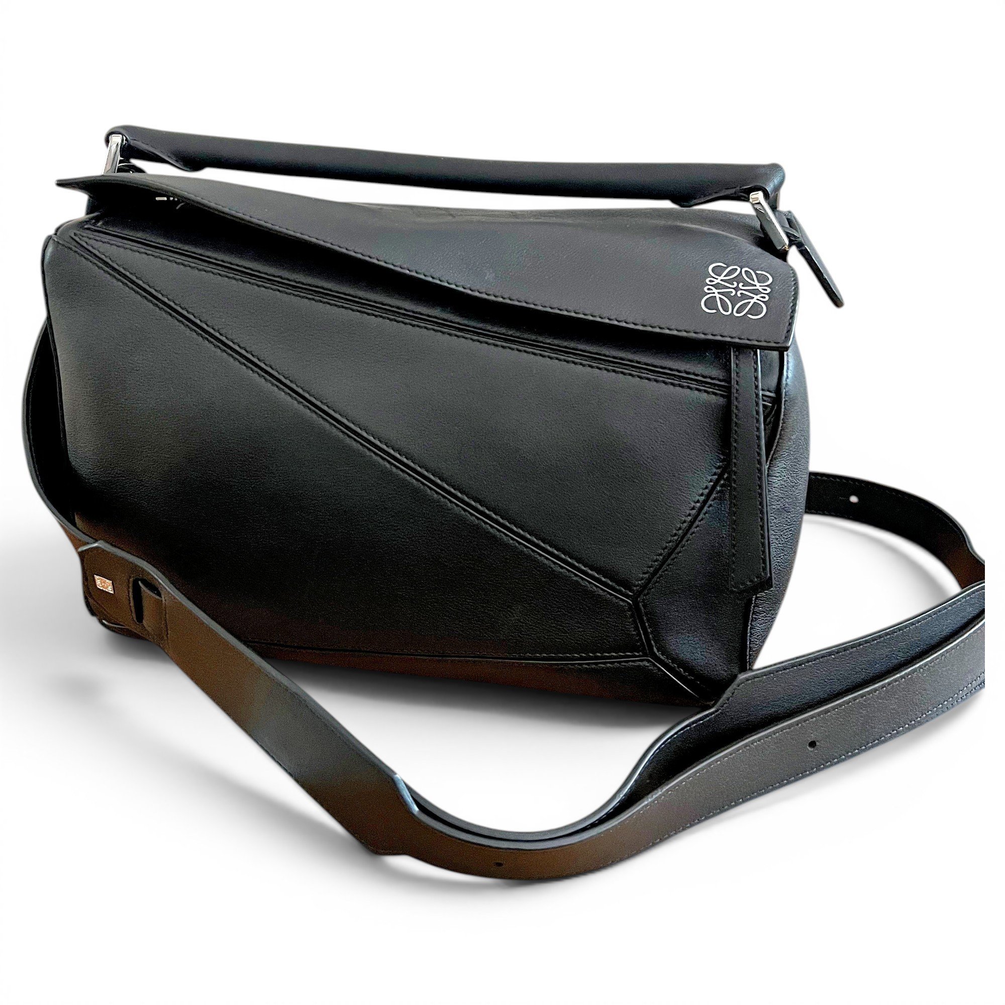 Puzzle leather handbag