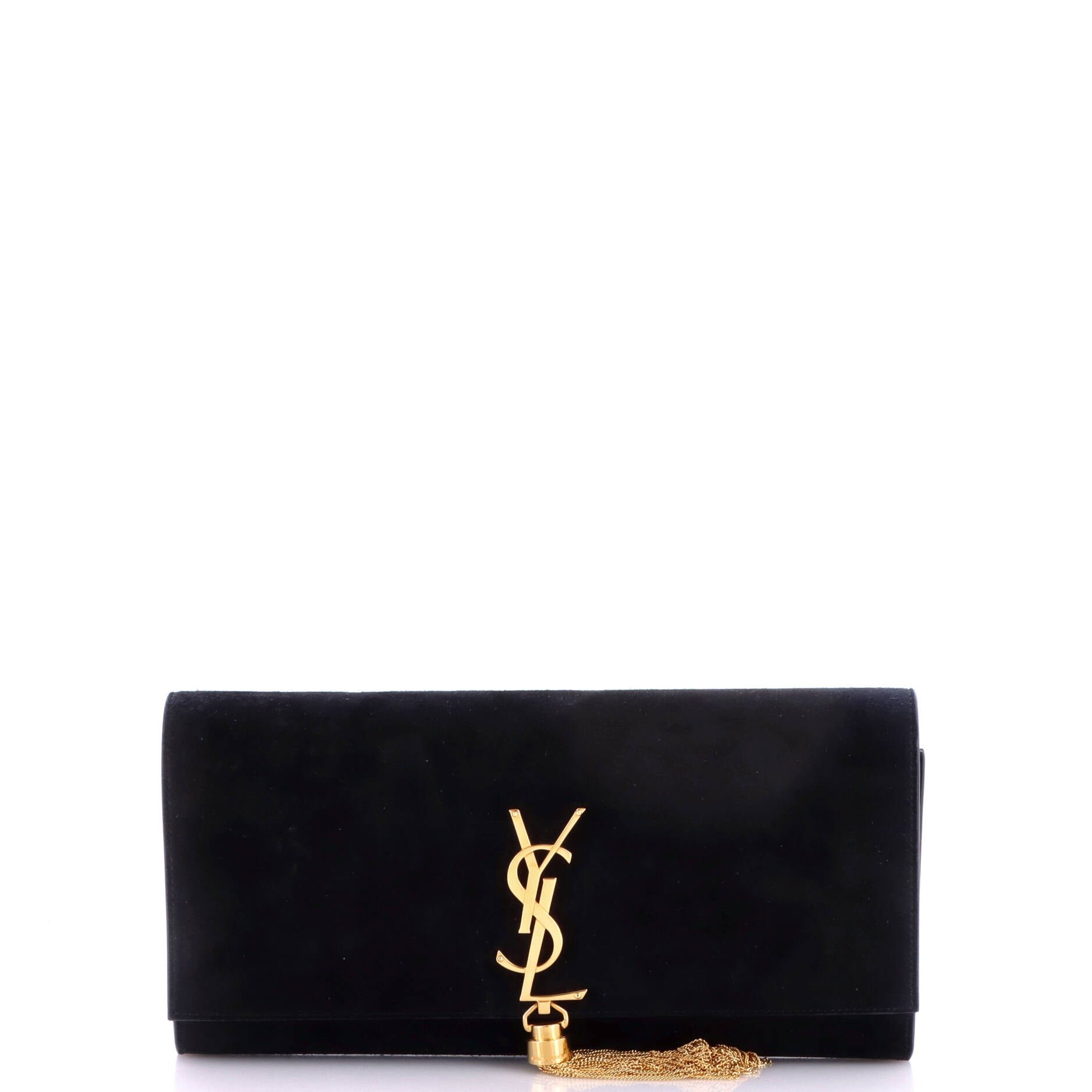 Classic Monogram Tassel Clutch Suede Long