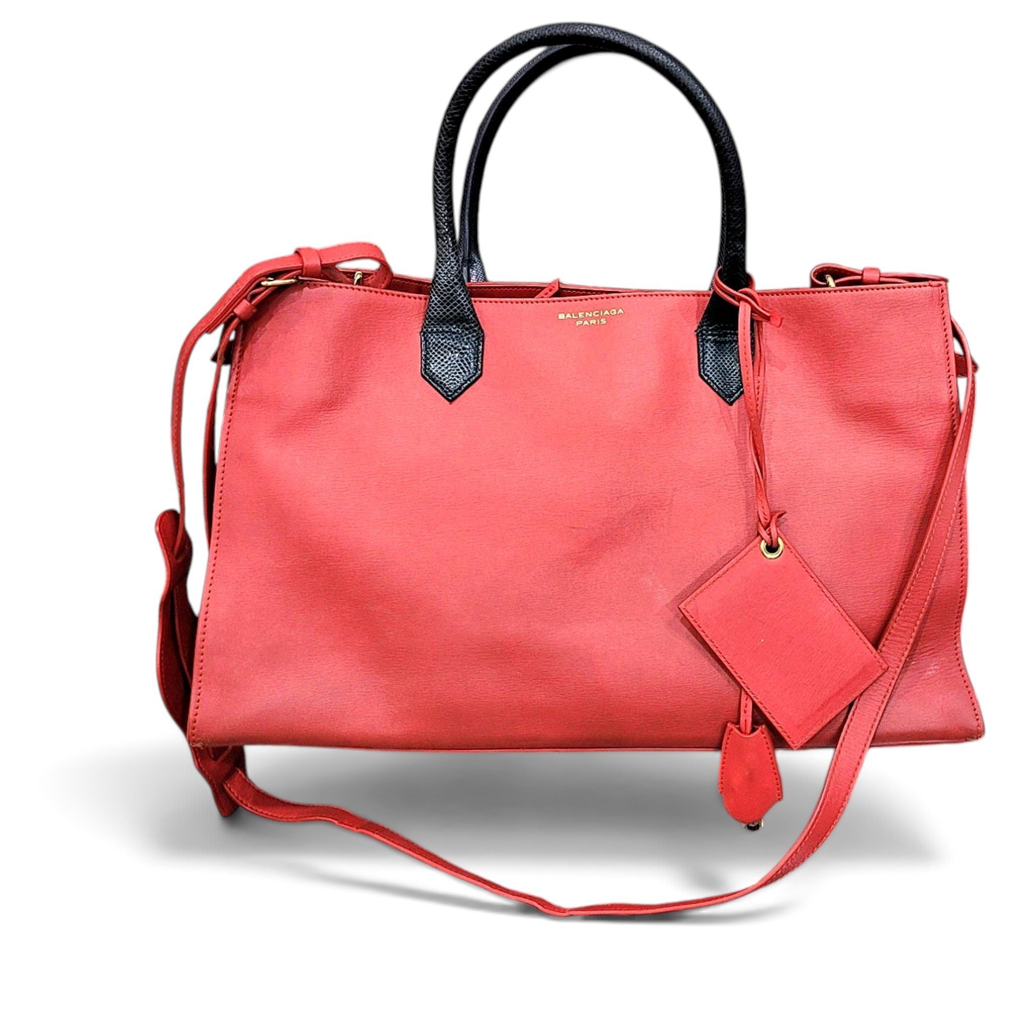Cable leather tote