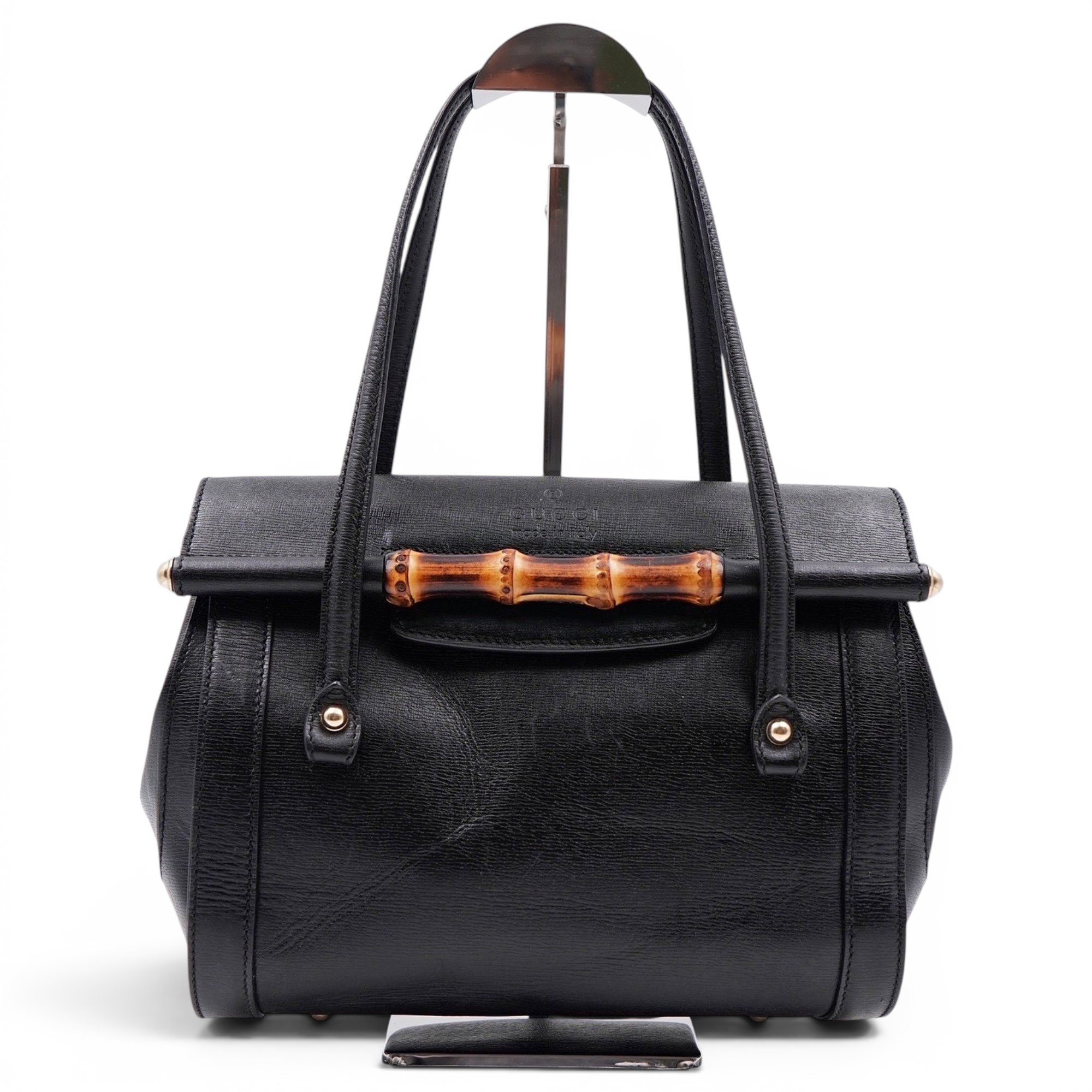 Bamboo Bullet Top Handle leather handbag