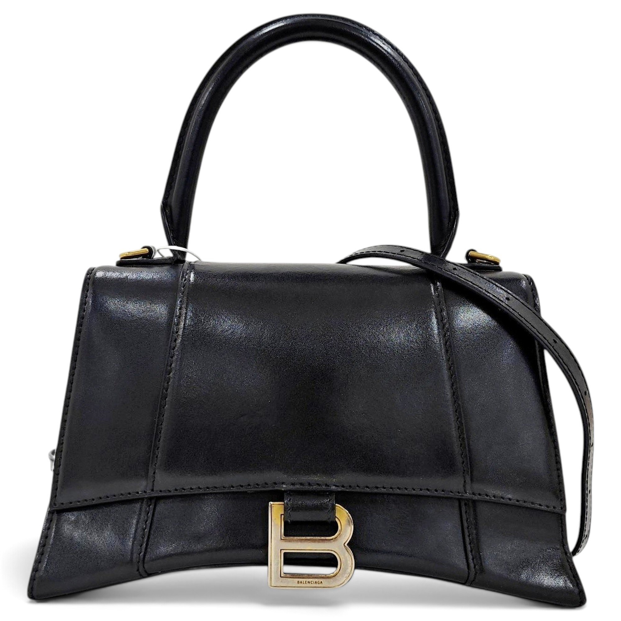 Hourglass leather handbag