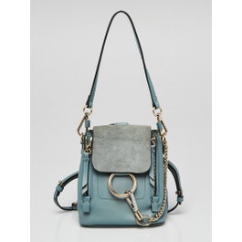 Chloe Chloe Light Blue Leather and Suede Mini Faye Backpack Bag