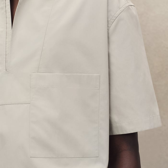 Mastic Short-sleeve Boxy Fit Shirt With Vareuse Collar