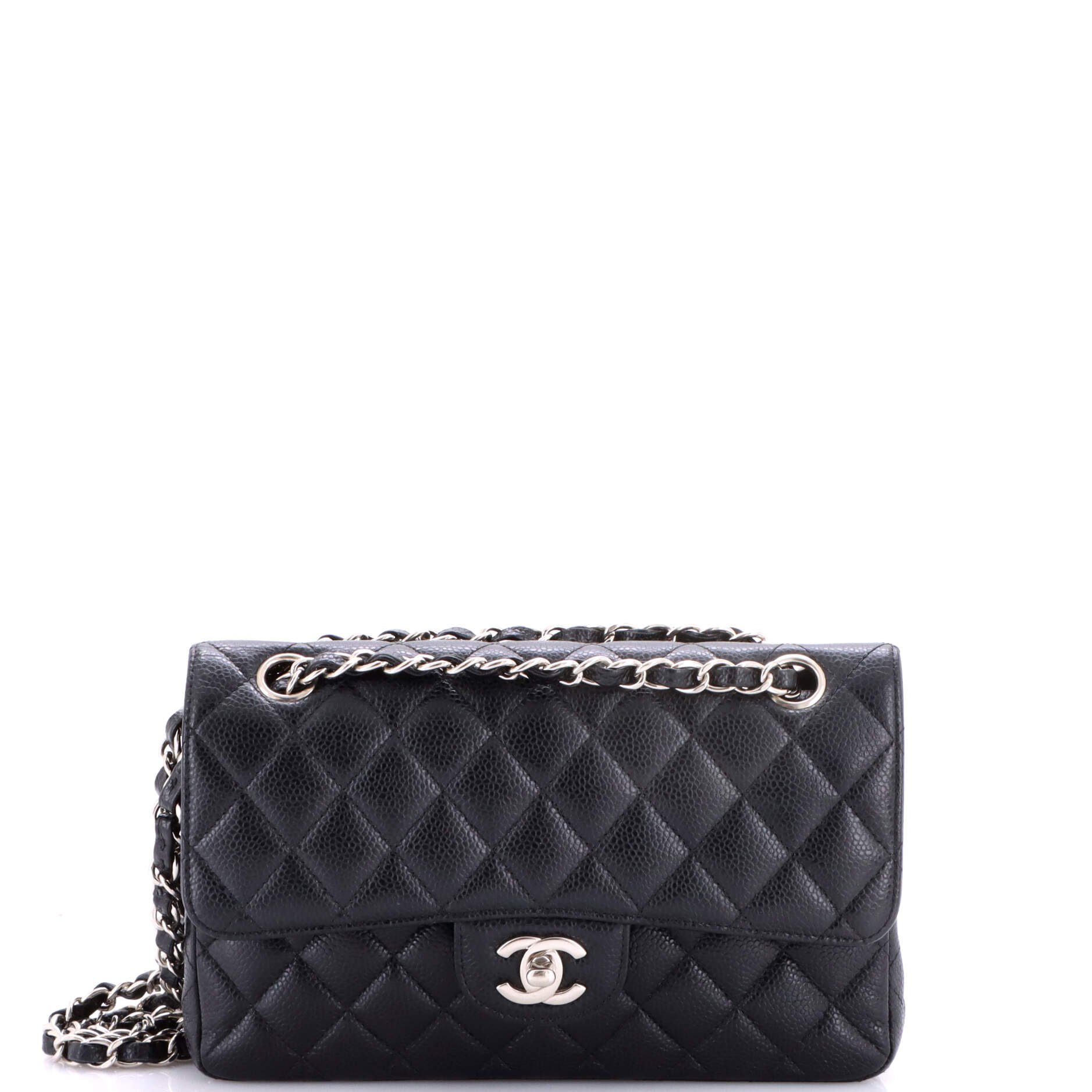 Classic Double Flap Bag Quilted Caviar Small