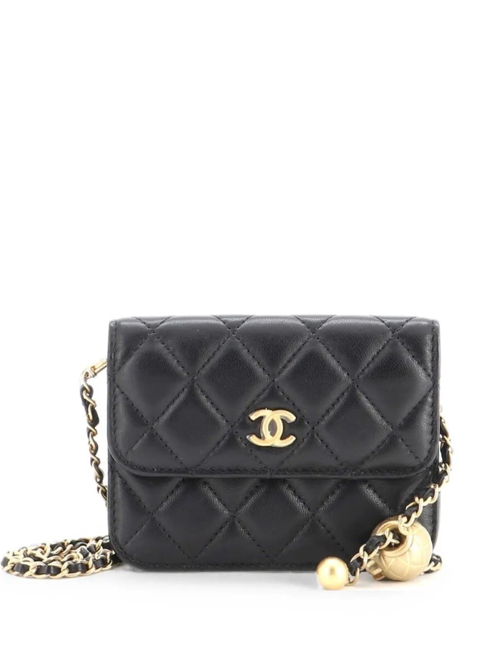 Pearl Crush Flap Clutch with Chain Quilted Lambskin Mini crossbody bag