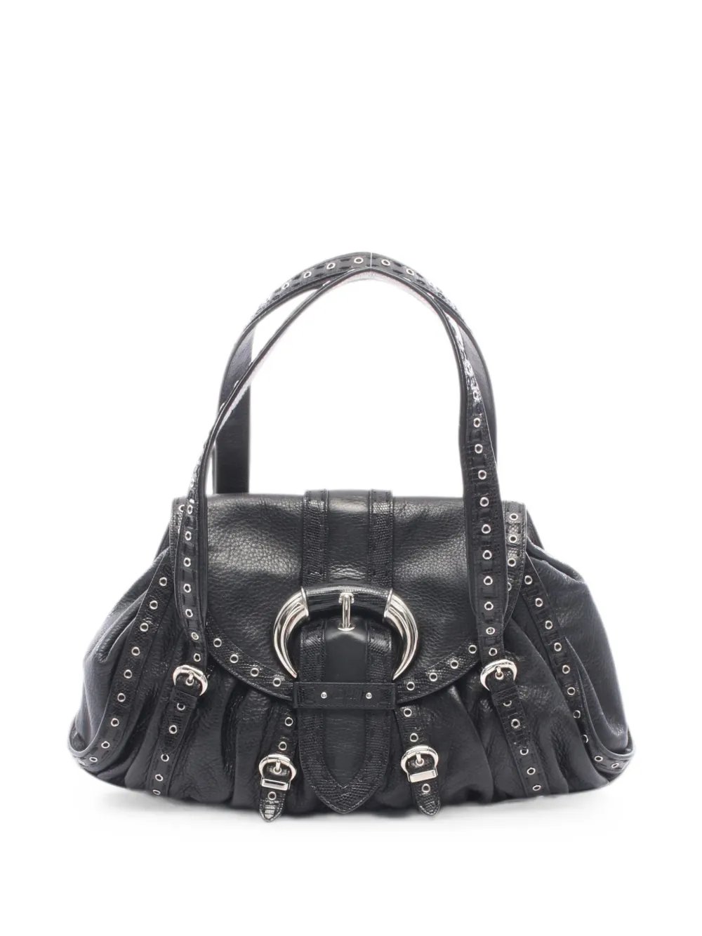 Dior 2010s Eyelet lizard-embossed leather shoulder bag