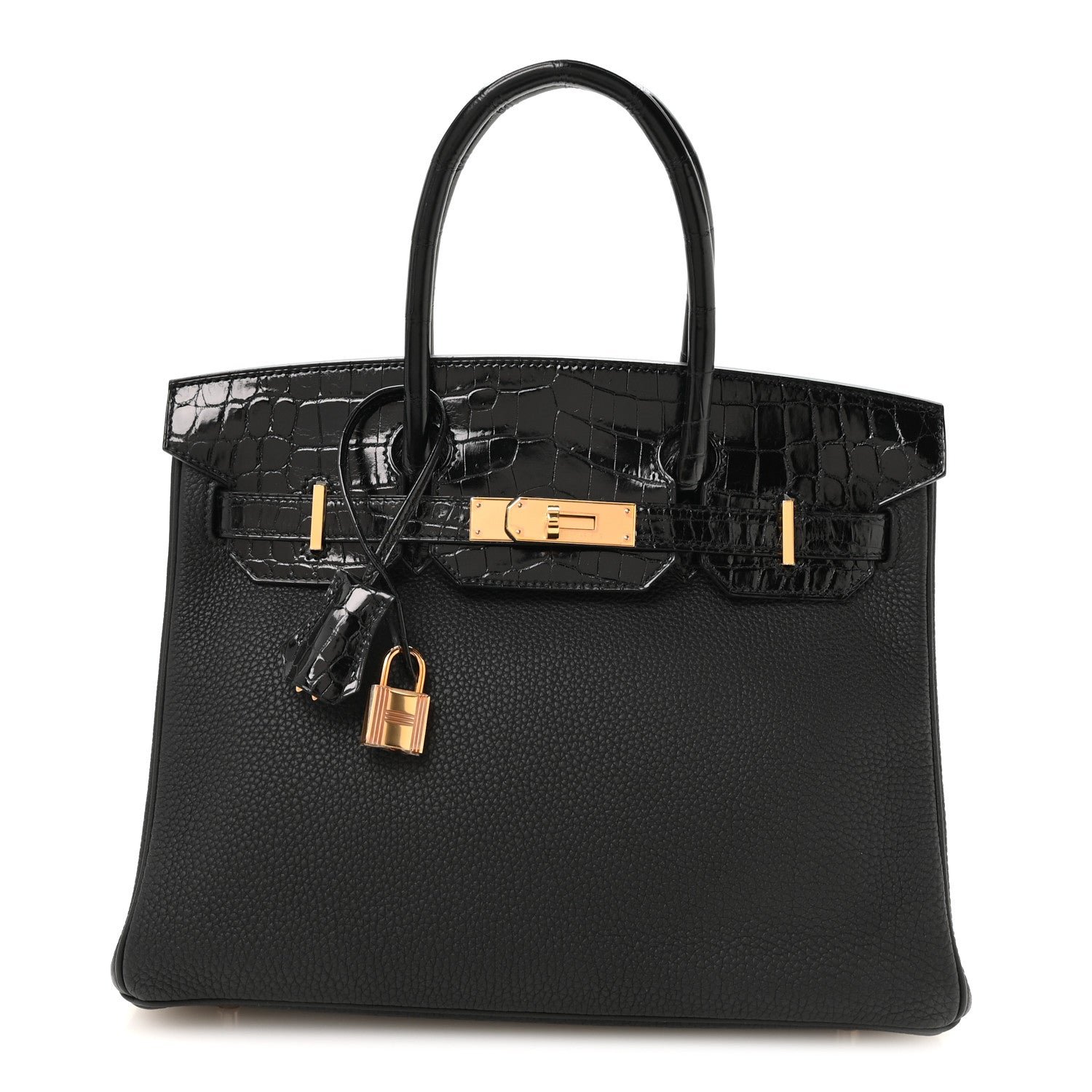 Hermes Togo Shiny Niloticus Crocodile Birkin Touch 30 Black