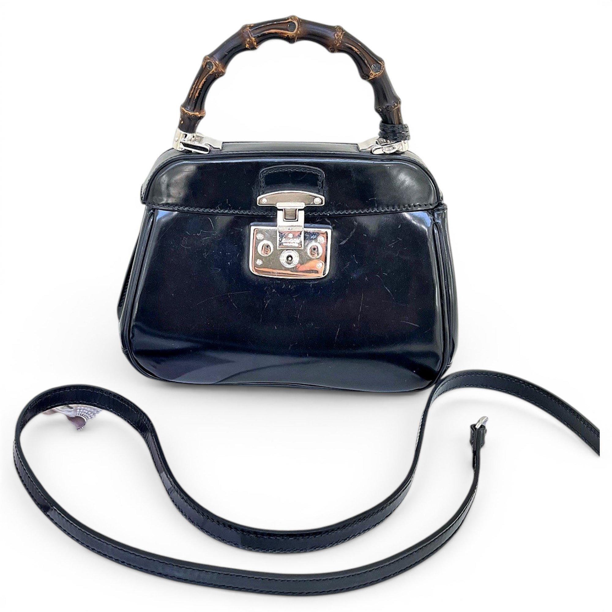 Patent leather handbag