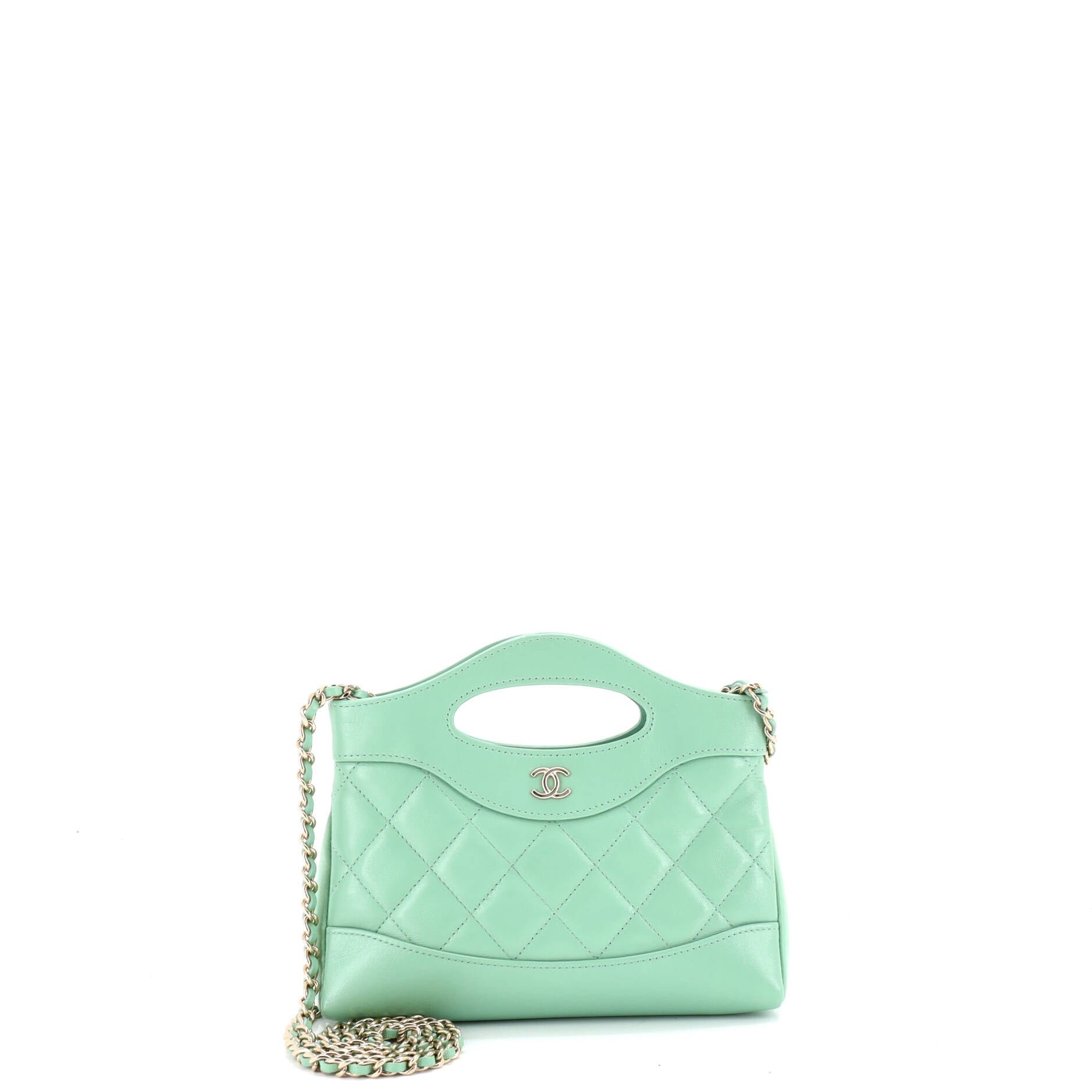 31 Shopping Bag Clutch with Chain Quilted Lambskin Small