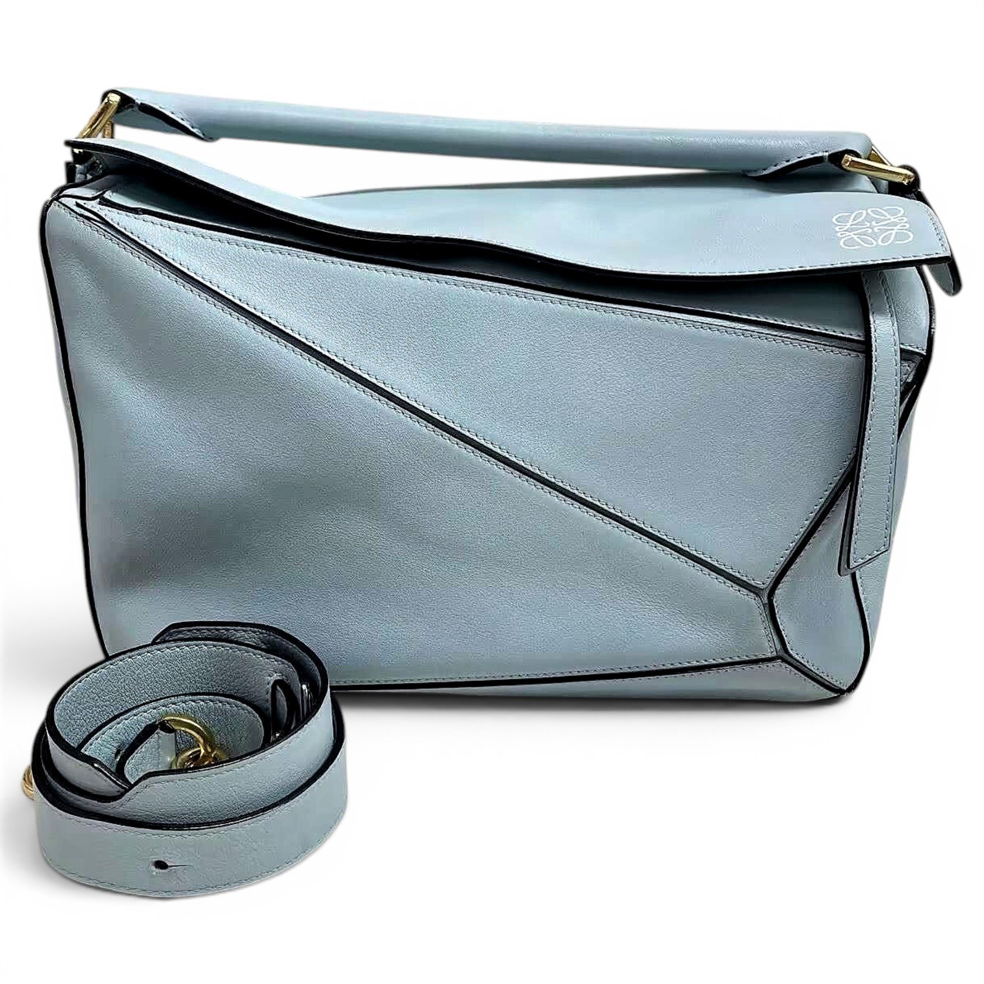Puzzle leather handbag