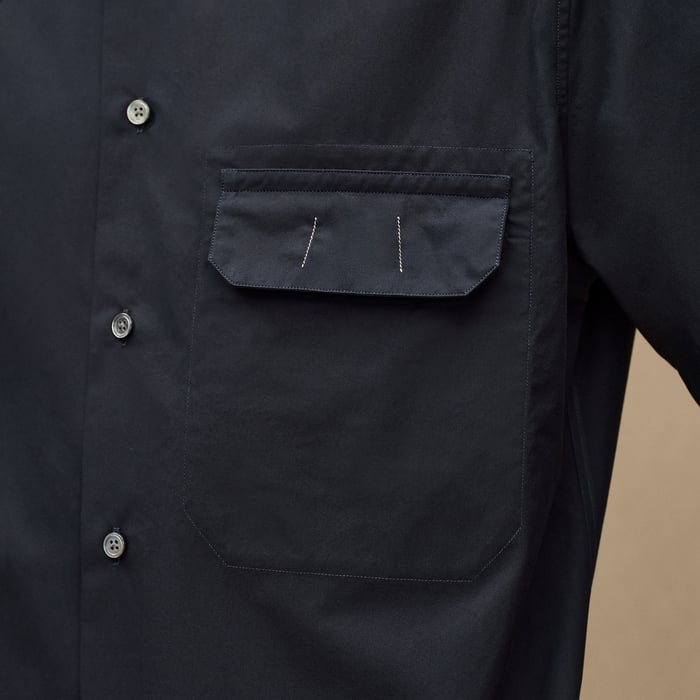 Marine Shirt With Leather Detail