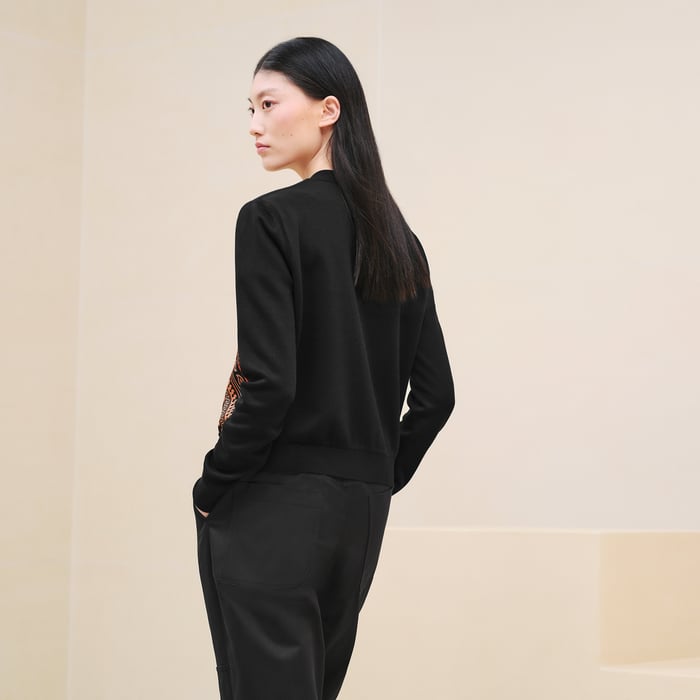 Noir "Eperon d'Or Bandana" Long-sleeve Zipped Twillaine Cardigan