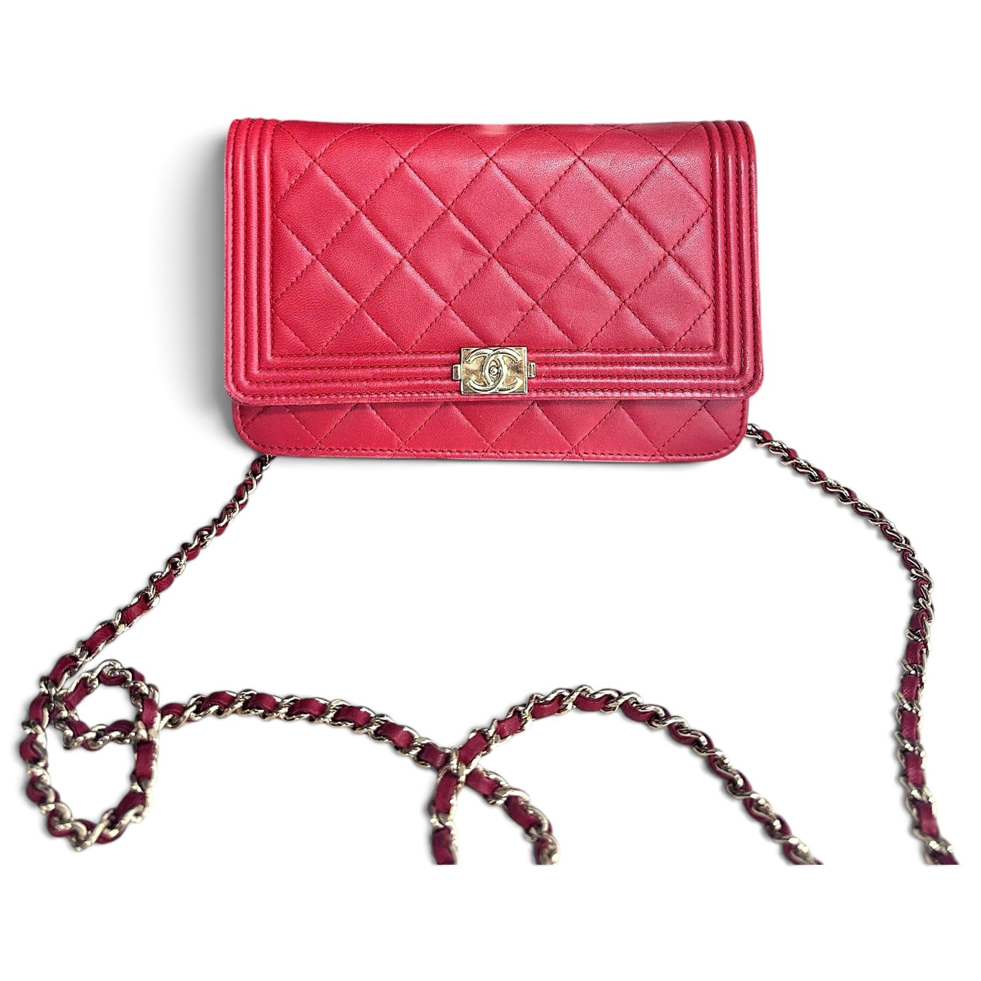 Wallet On Chain Boy Half Flap leather crossbody bag
