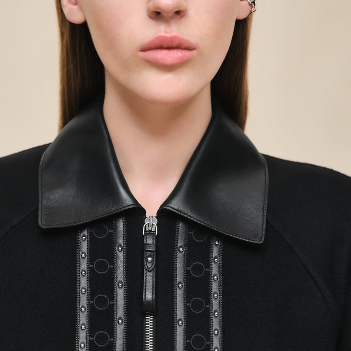 Noir Embroidered Car Coat