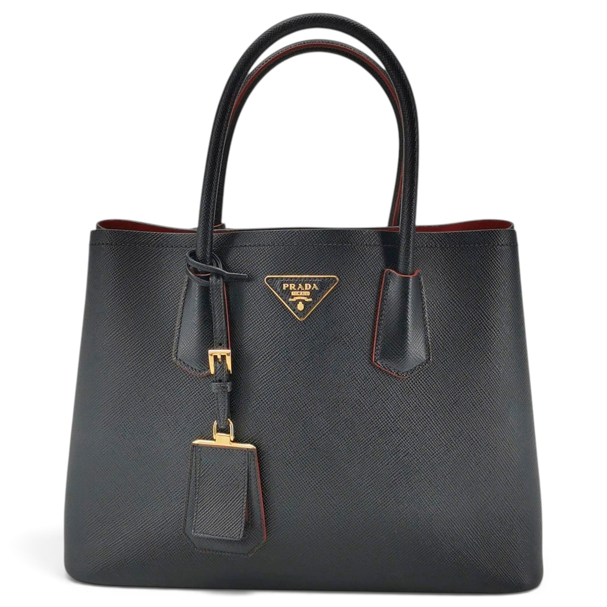 Double leather handbag