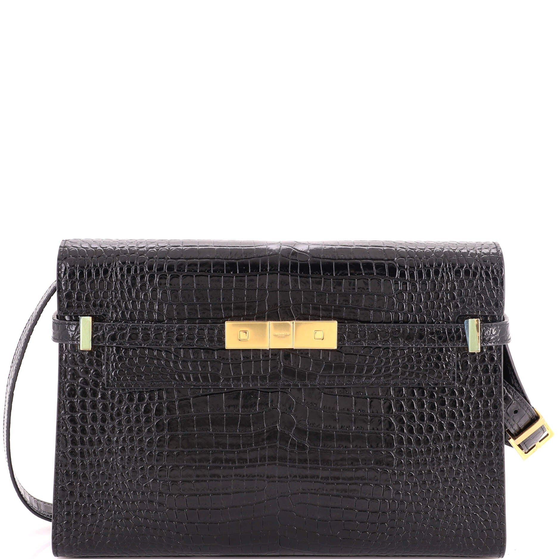 Manhattan Shoulder Bag Crocodile Embossed Leather Medium