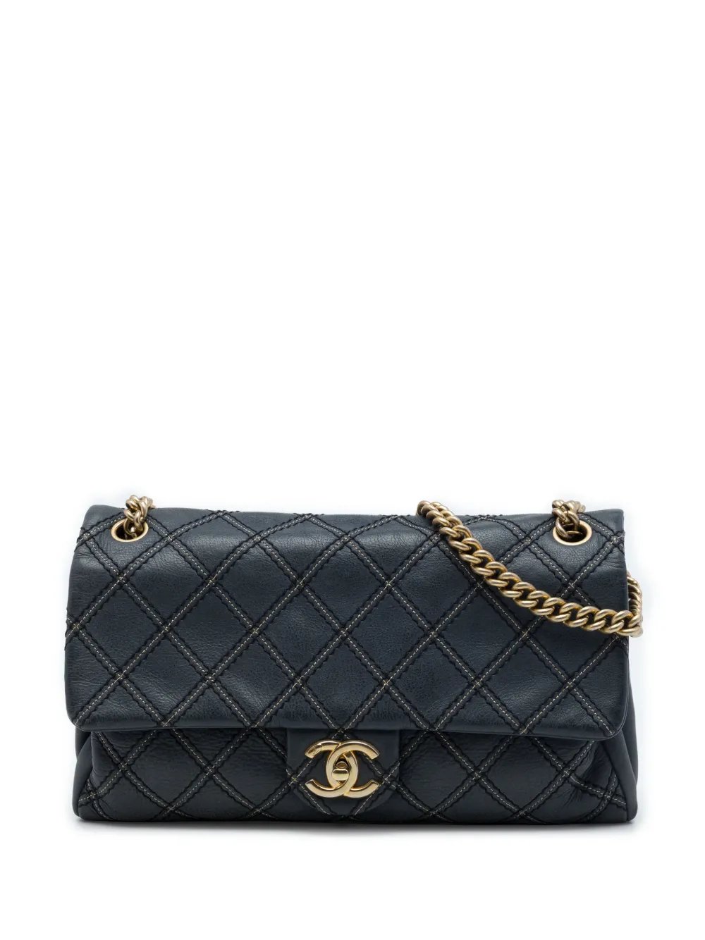 2014 Jumbo Quilted Iridescent Calfskin Triple Stitched Flap crossbody bag