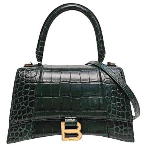 Hourglass leather handbag