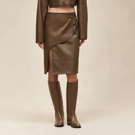 Shiny lambskin wrap skirt