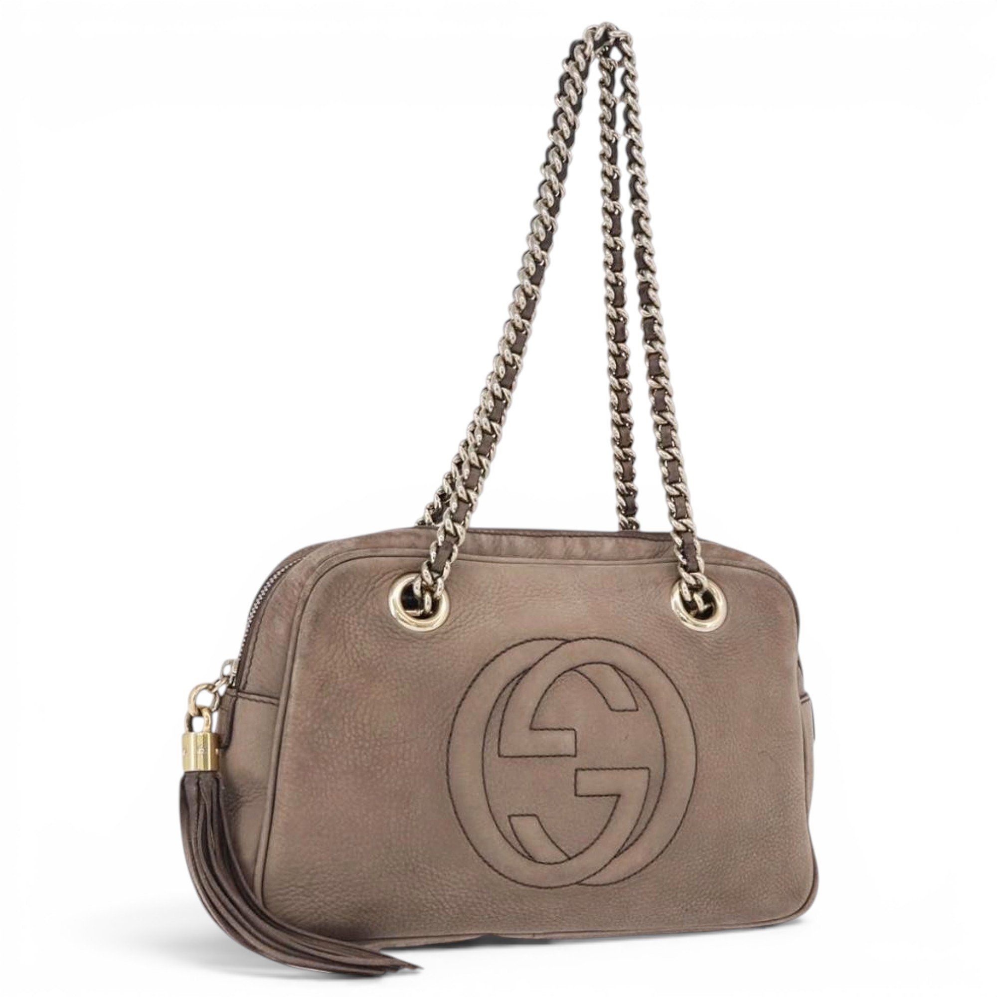 Interlocking leather handbag