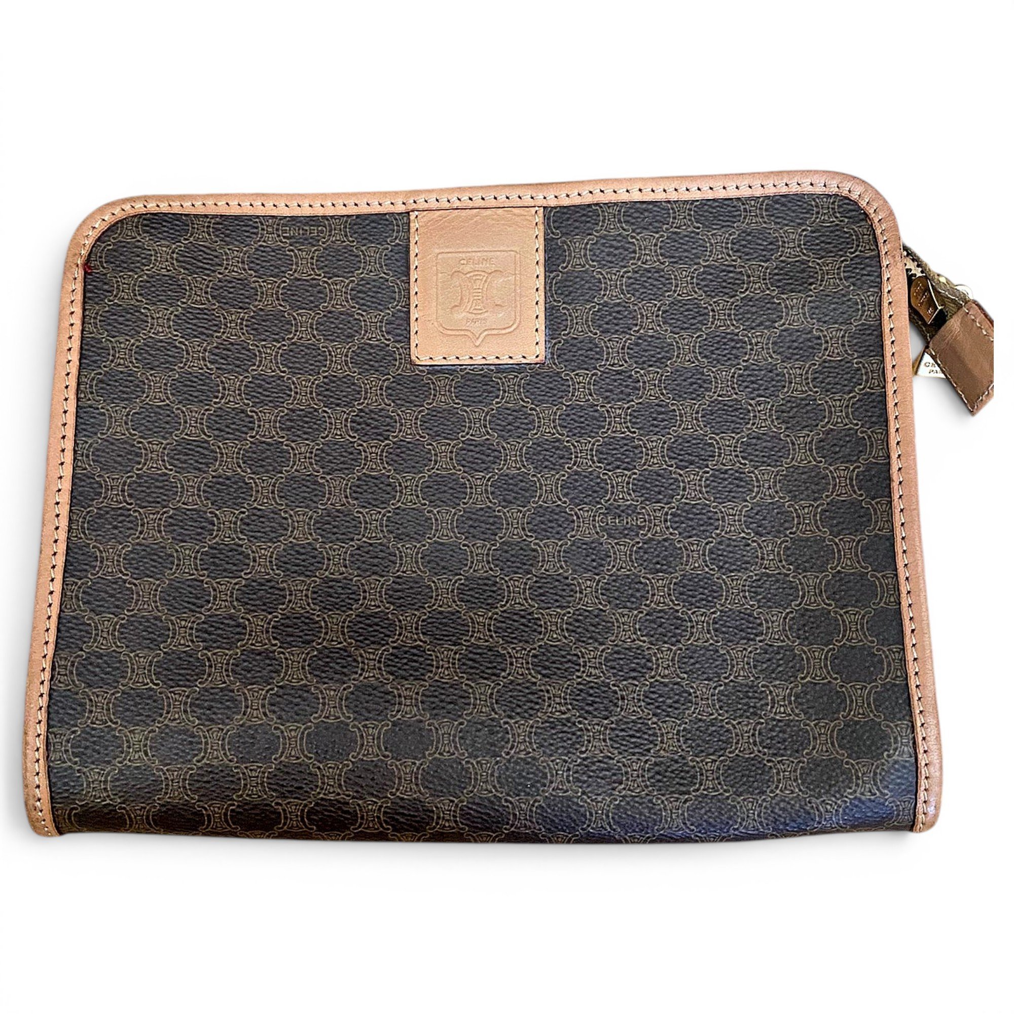 Triomphe Vintage leather clutch bag
