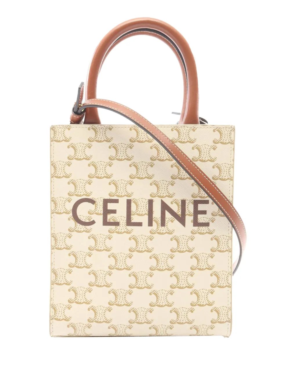 Celine 2010-2026 Mini Triomphe Coated Canvas Vertical Cabas satchel