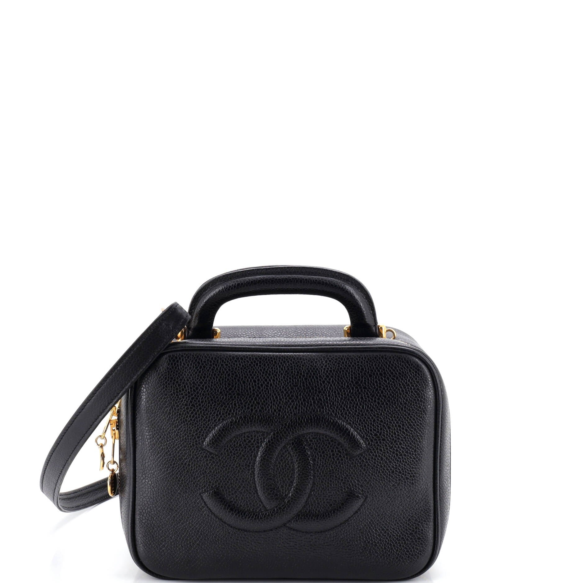 Vintage Timeless Zip Around Vanity Case Caviar Small