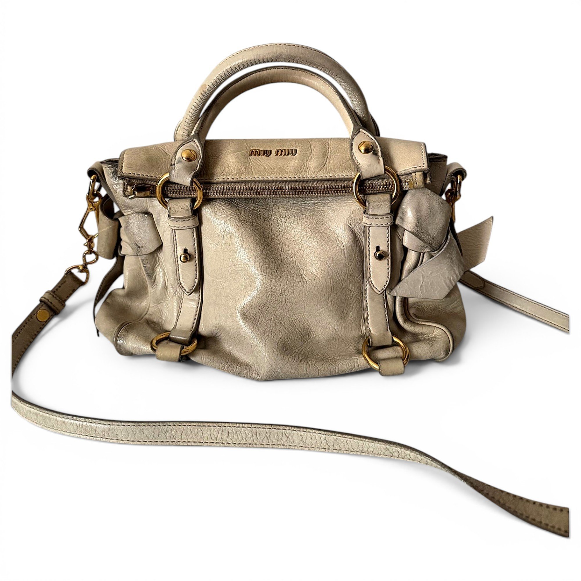 Bow bag leather handbag