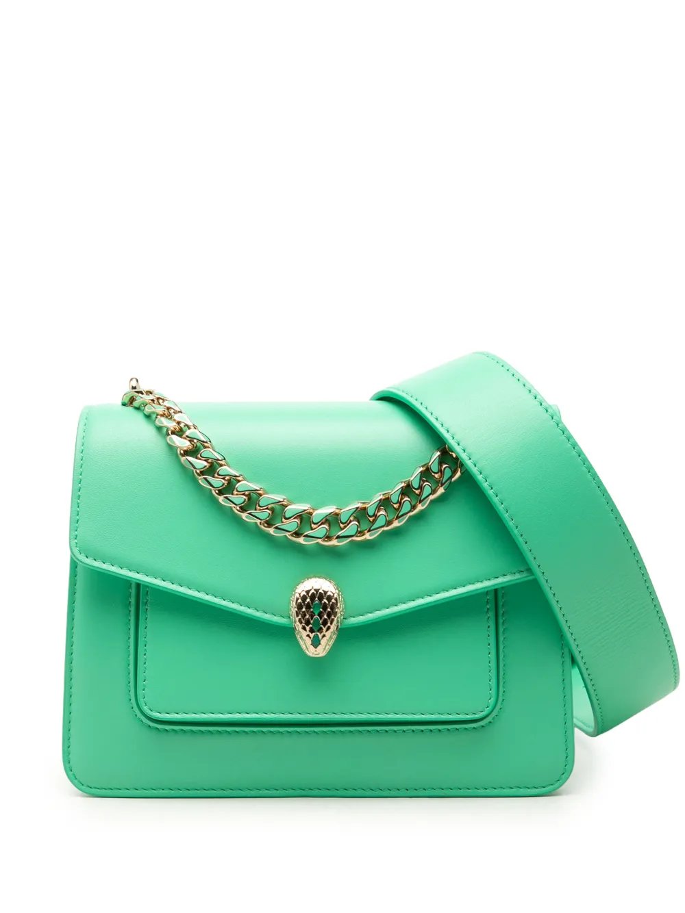 Bvlgari 2000-2026 Leather Serpenti Forever Maxi Chain Top Handle Bag satchel