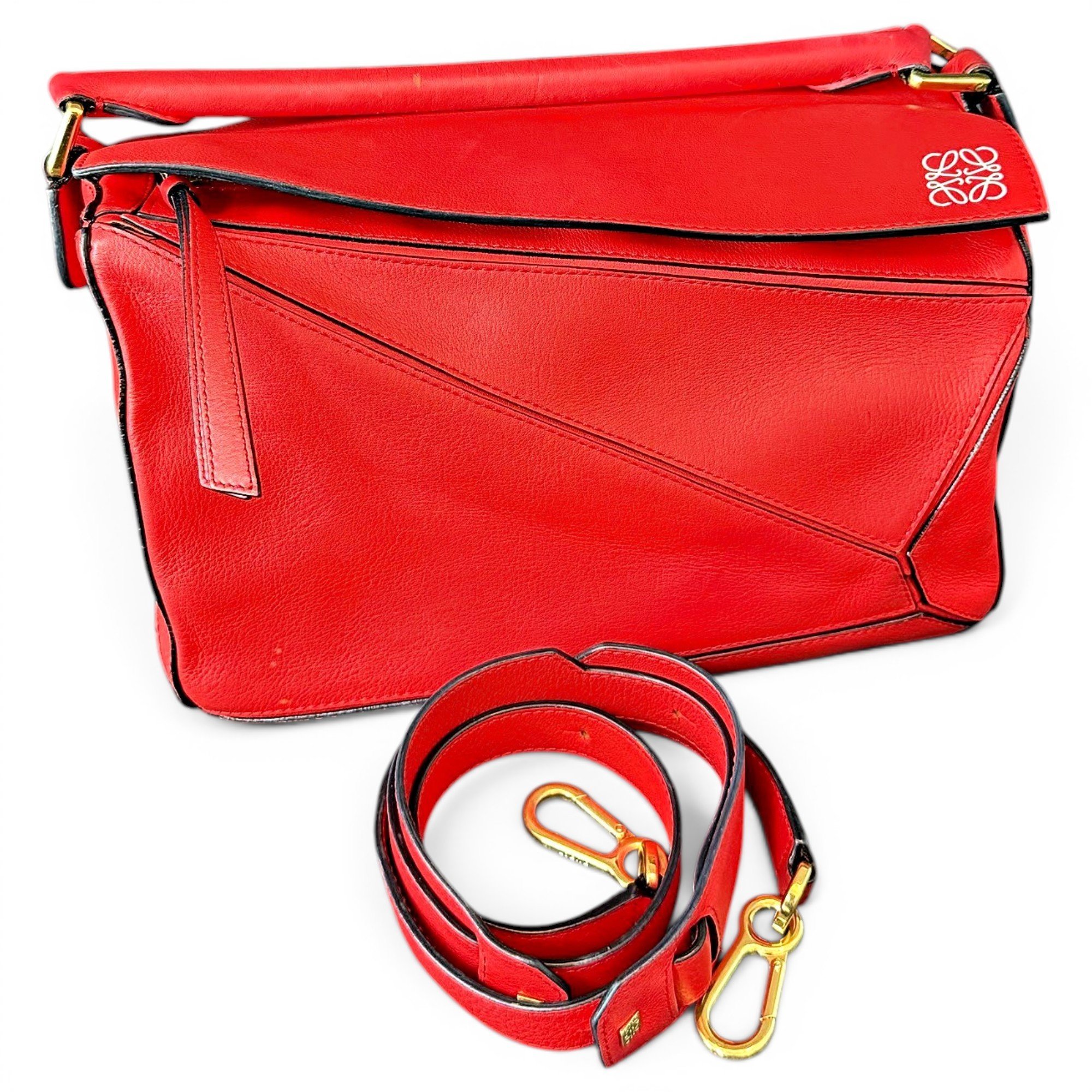 Puzzle leather handbag