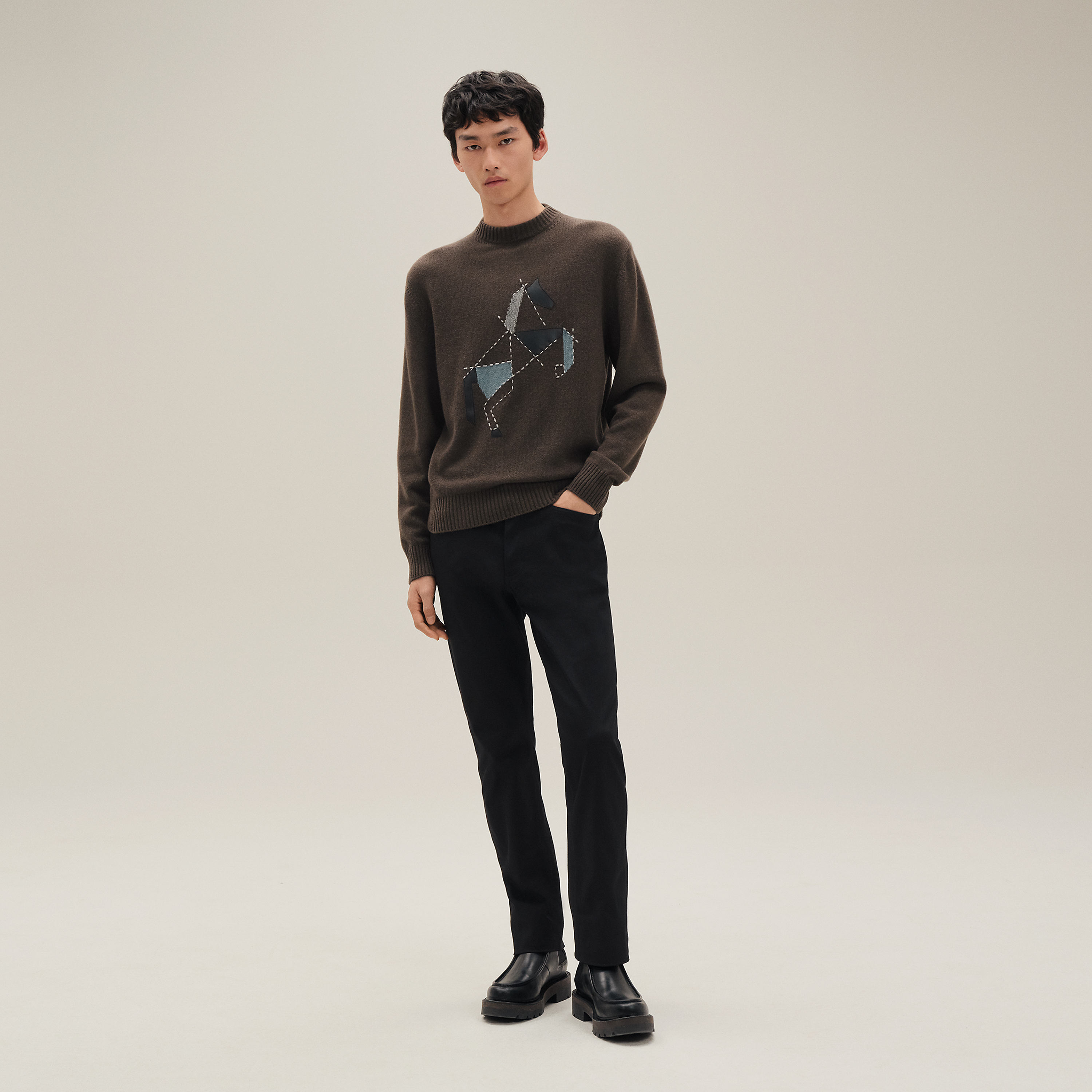 Cashmere "Cheval tangram" crewneck sweater