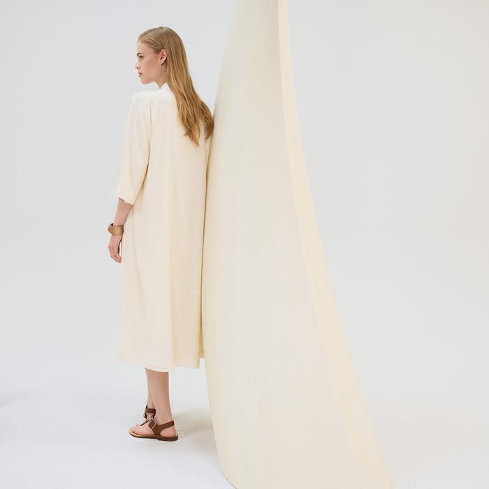 Blanc Cassé "Crepe Envers Satin" Long-sleeve Twillaine Caftan Cardigan