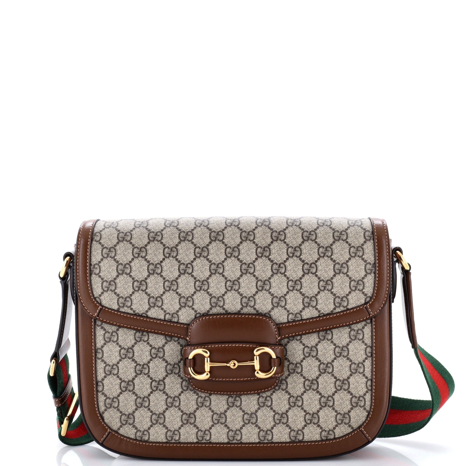 Horsebit 1955 Shoulder Bag GG Coated Canvas with Leather Large