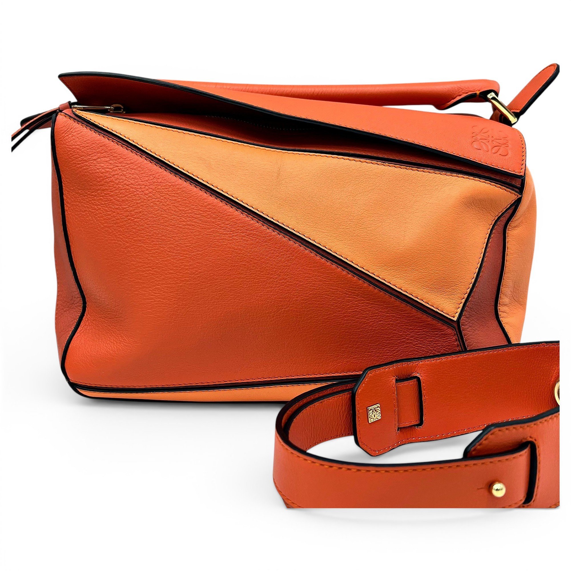 Puzzle leather handbag