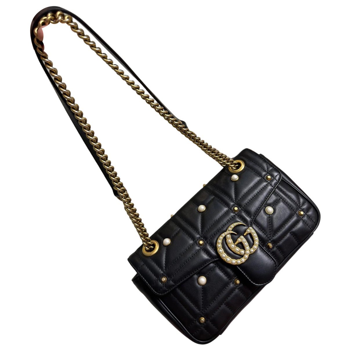 Pearly GG Marmont Flap leather crossbody bag