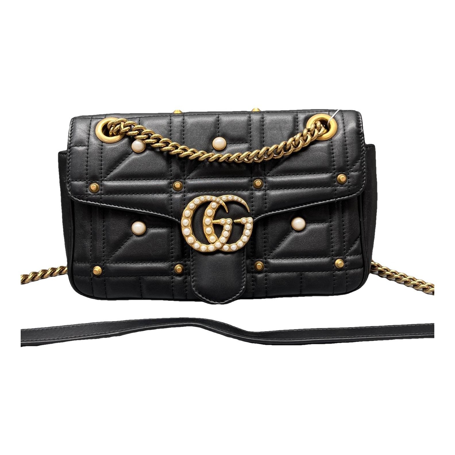 Pearly GG Marmont Flap leather handbag