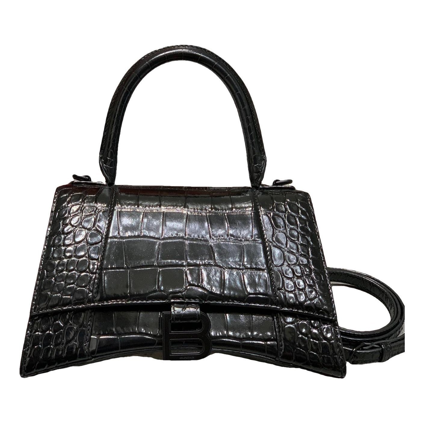 Hourglass leather handbag