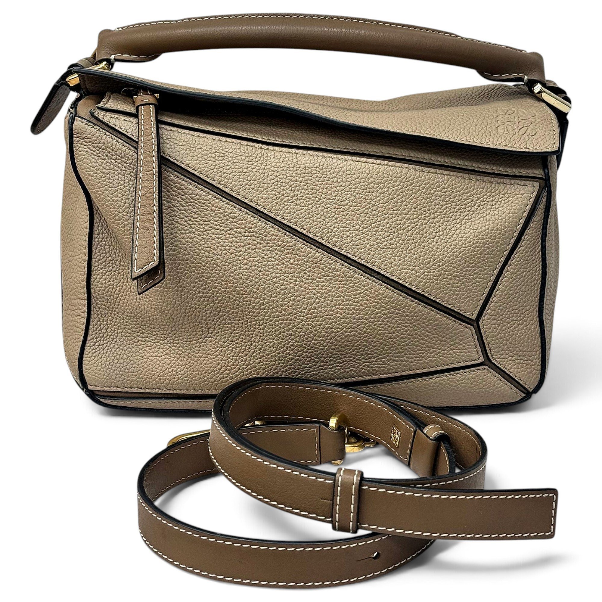 Puzzle leather handbag