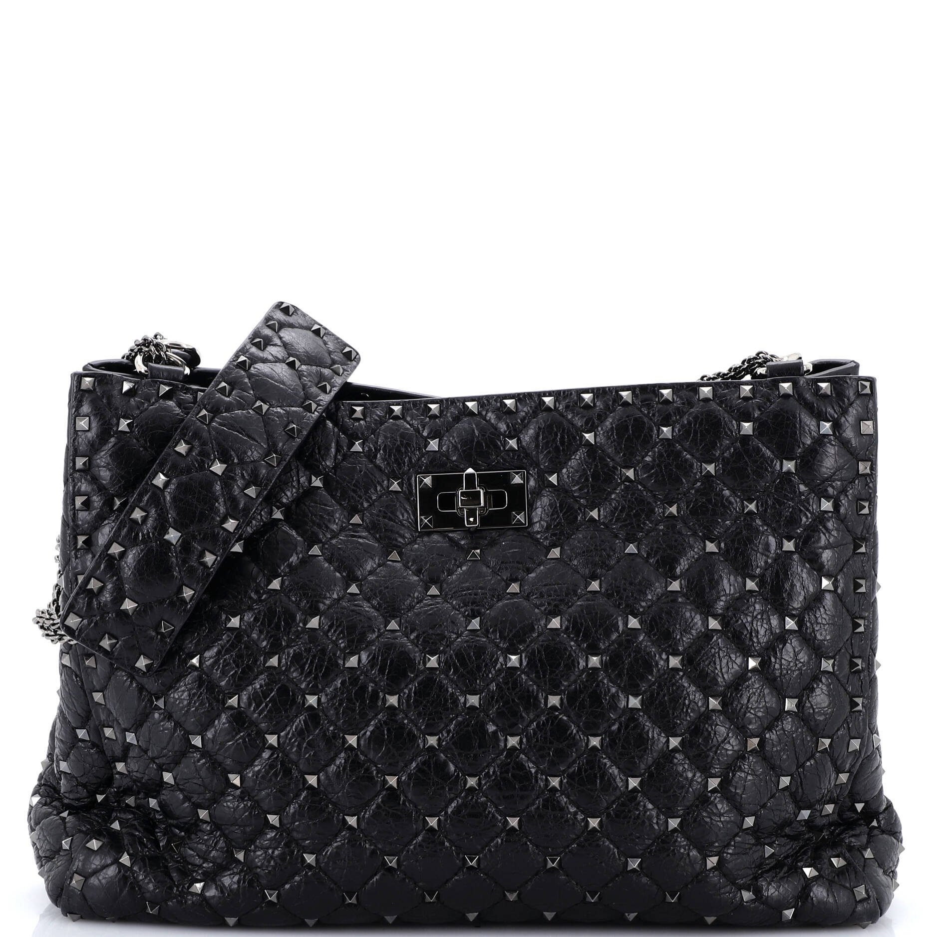 Rockstud Spike Chain Tote Quilted Leather Large