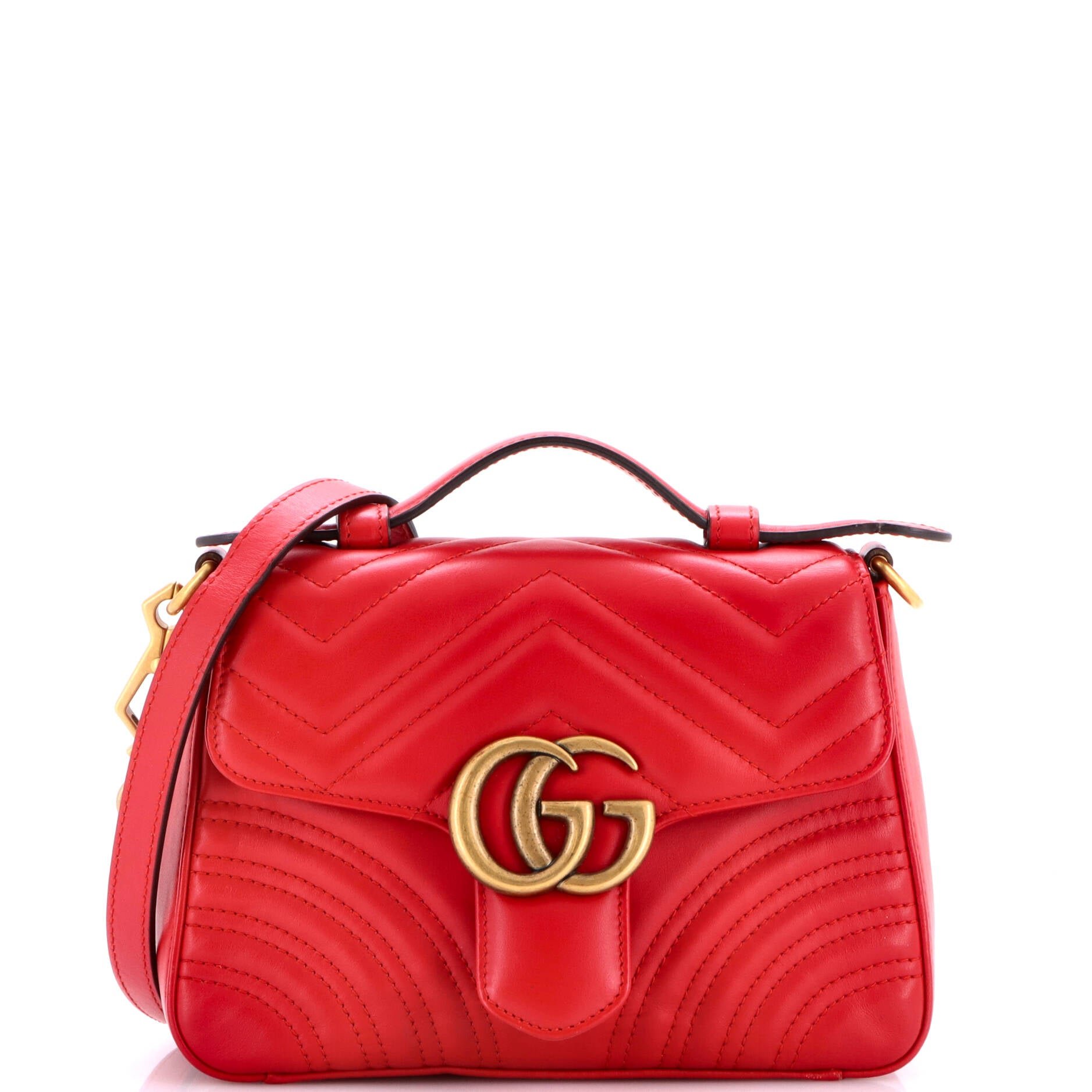 GG Marmont Top Handle Flap Bag Matelasse Leather Mini