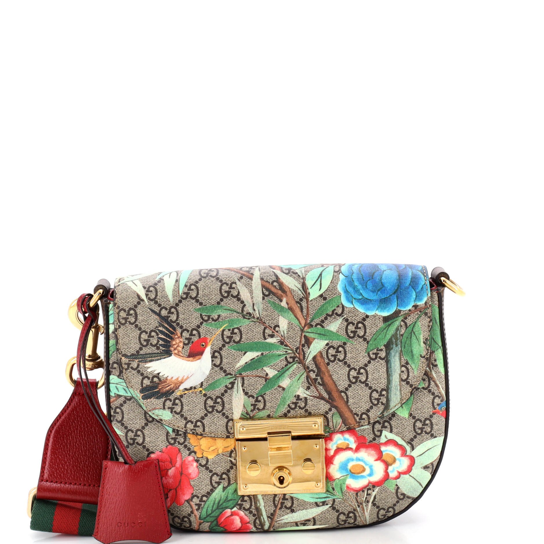 Padlock Saddle Shoulder Bag Tian Print GG Coated Canvas Medium
