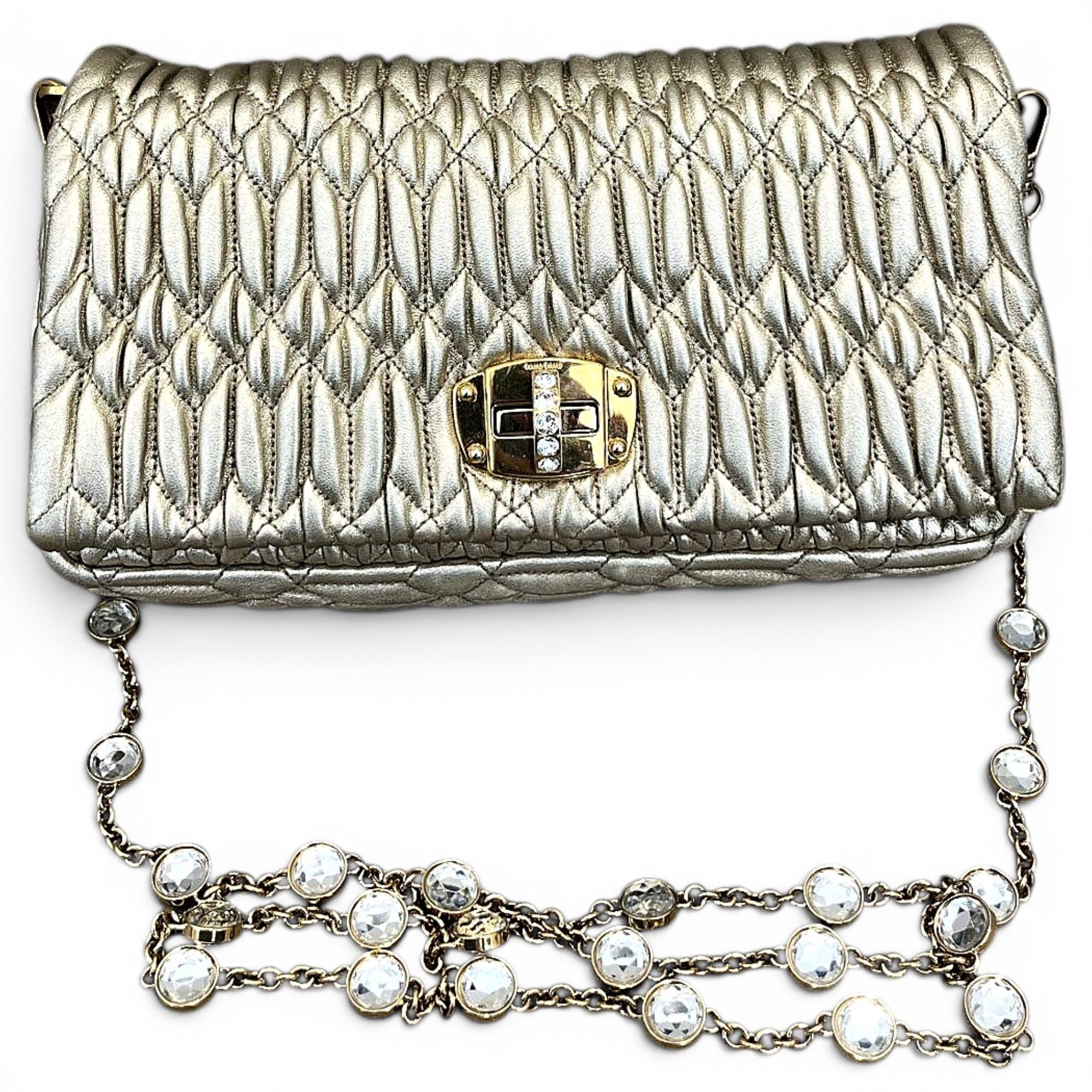 Miu Crystal leather handbag
